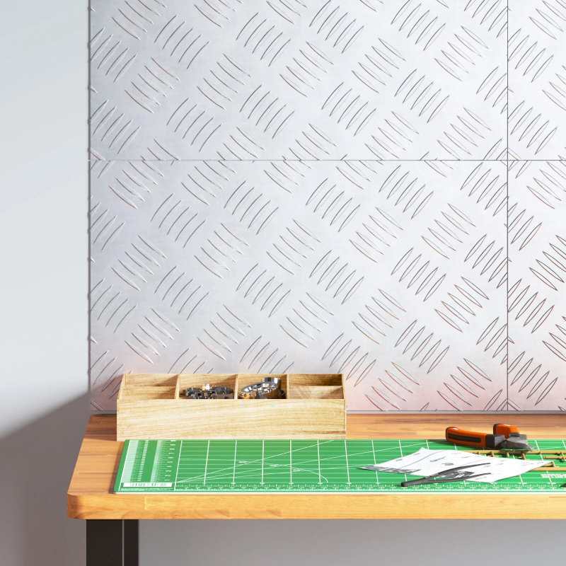 vidaXL Trepju paklājs Taisnstūra 4 pcs Sudraba 50 x 30 cm Alumīnijs