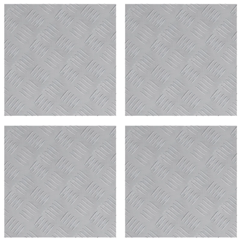 vidaXL Trepju paklājs Kvadrātveida 4 pcs Sudraba 40 x 40 cm Alumīnijs