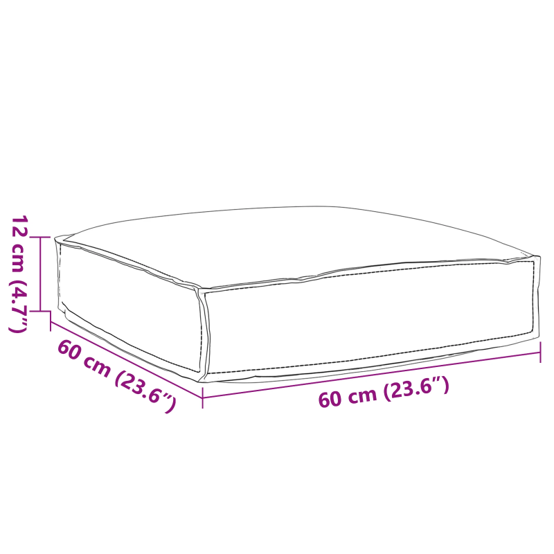 vidaXL Spilvens Pelēka 60 x 60 x 12 cm Oksforda audums