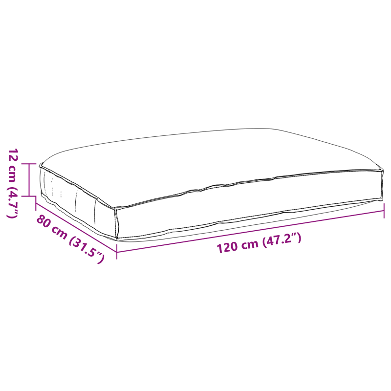 vidaXL Spilvens Pelēka 120 x 80 x 12 cm Oksforda audums