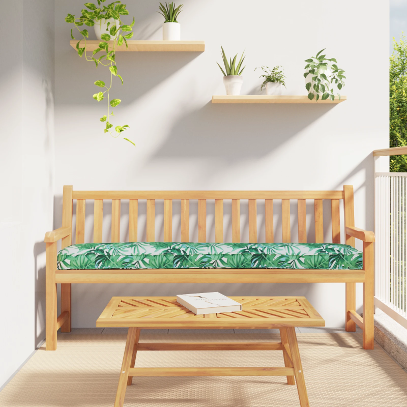 vidaXL Koka paletes spilvens Zaļš Lapu Raksts 180 x 40 x 8 cm