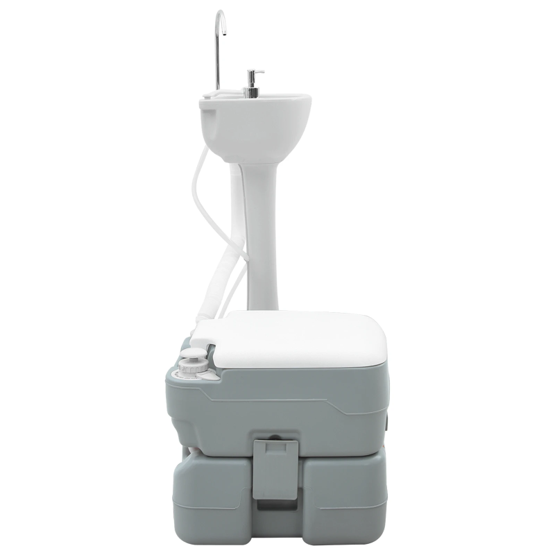 vidaXL Kempinga tualetes komplekts 2 pcs Pelēka 50,5 x 33 x 103 cm