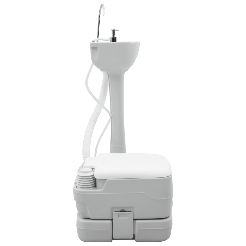 vidaXL Kempinga tualetes komplekts 2 pcs Pelēka un balta