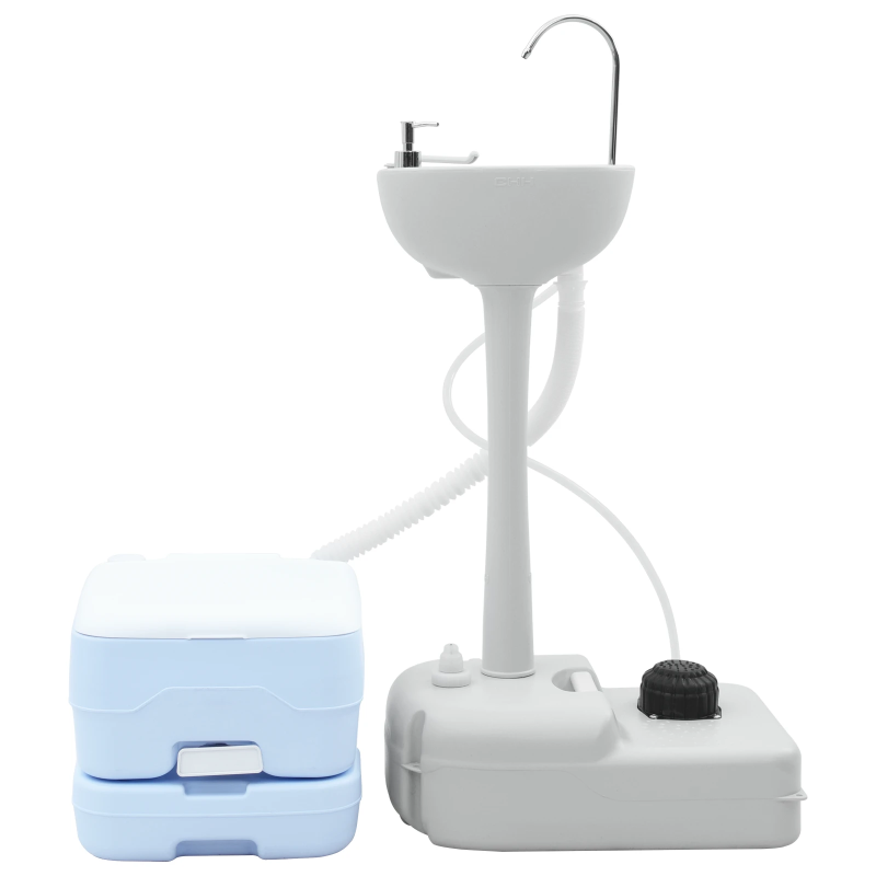 vidaXL Kempinga tualetes komplekts 2 pcs Zila un balta