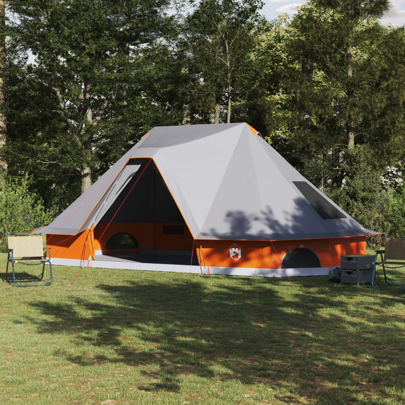 vidaXL Ģimenes Tipi Telts Tipi Pelēka un oranža 680 x 430 x 270 cm