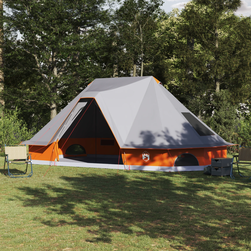 vidaXL Ģimenes Tipi Telts Tipi Pelēka un oranža 680 x 430 x 270 cm