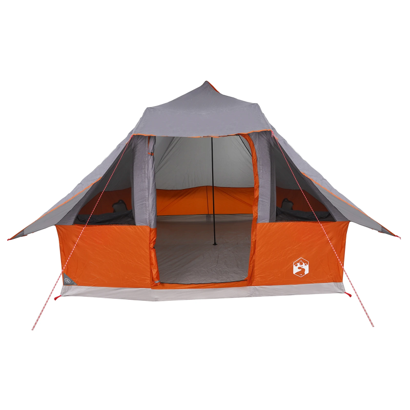 vidaXL Tipi telts ar jumtu Pelēka un oranža 358 x 296 x 258 cm tafta