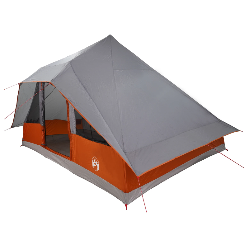 vidaXL Tipi telts ar jumtu Pelēka un oranža 364 x 281 x 257 cm tafta