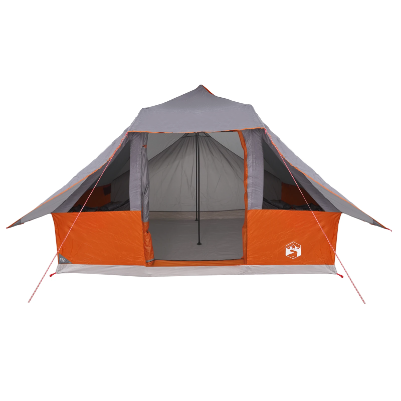 vidaXL Tipi telts ar jumtu Pelēka un oranža 364 x 281 x 257 cm tafta