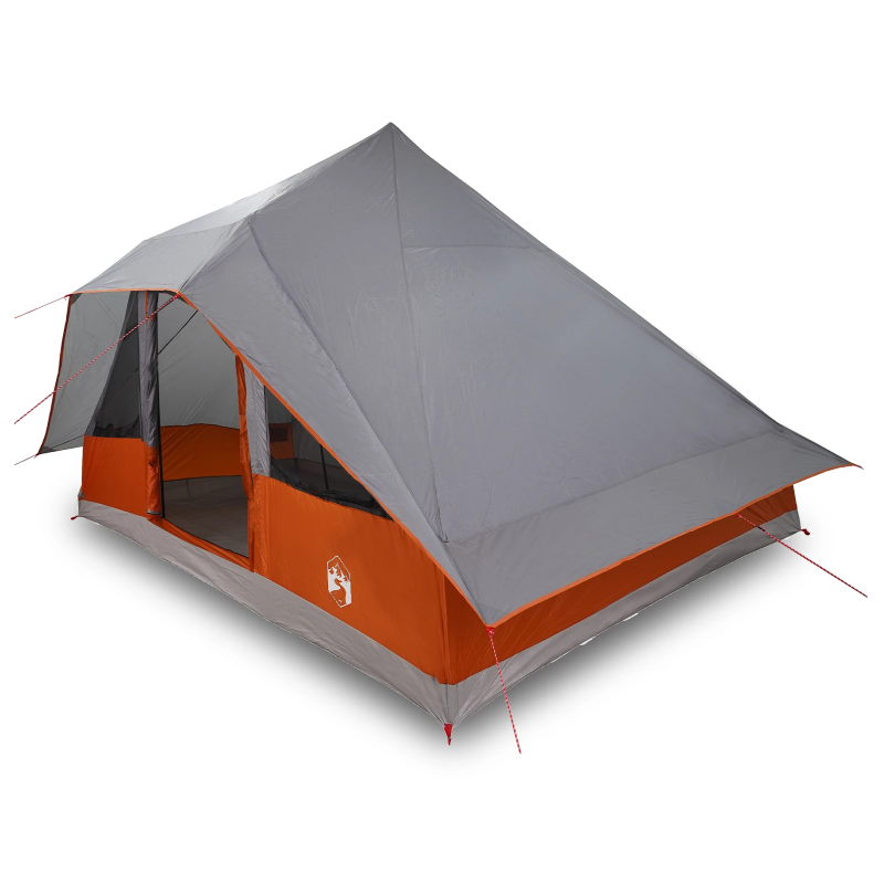 vidaXL Tipi telts ar jumtu Pelēka un oranža 364 x 281 x 257 cm tafta