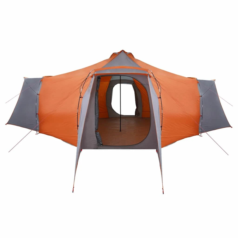 vidaXL Tipi telts ar jumtu Pelēka un oranža 492 x 492 x 275 cm audums