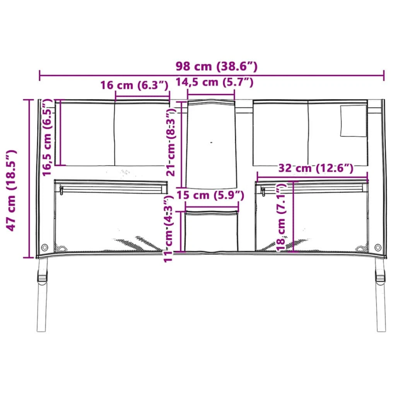 vidaXL Uzglabāšanas maisiņš Melna un zila 98 x 47 cm oksforda