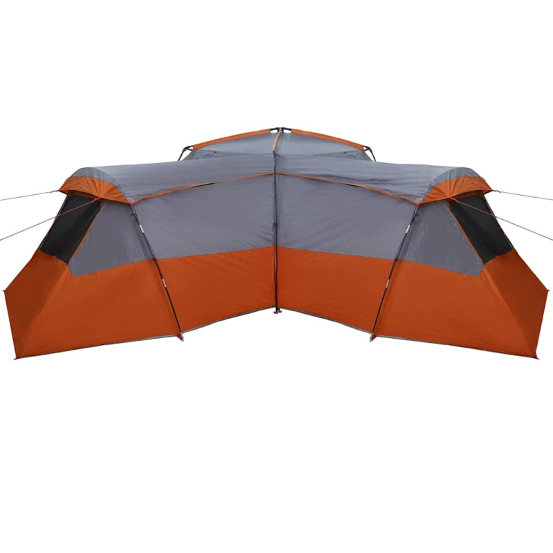 vidaXL Ģimenes telts Pelēka un oranža 833 x 585 x 216 cm tafta