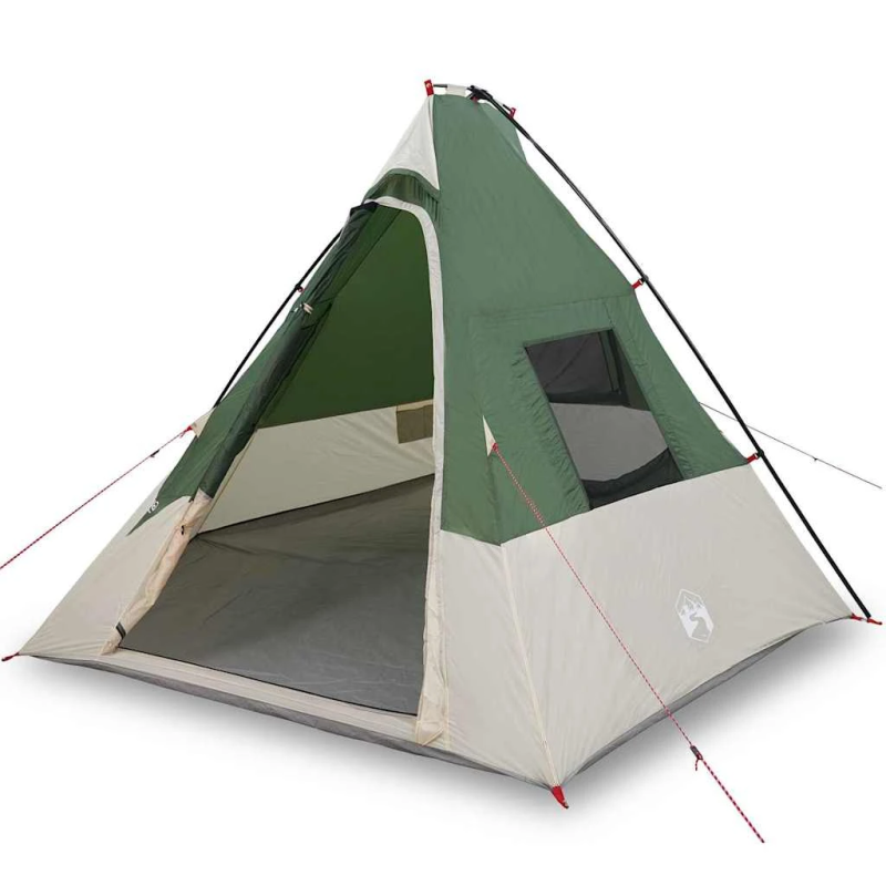 vidaXL Tipi telts ar jumtu Zaļa 383 x 338 x 217 cm tafta