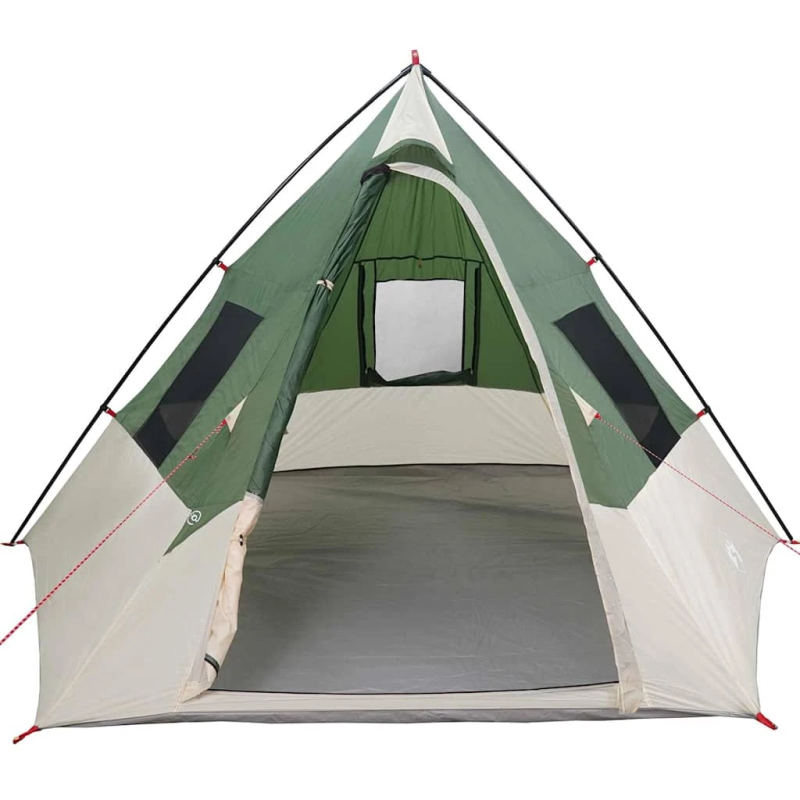 vidaXL Tipi telts ar jumtu Zaļa 383 x 338 x 217 cm tafta