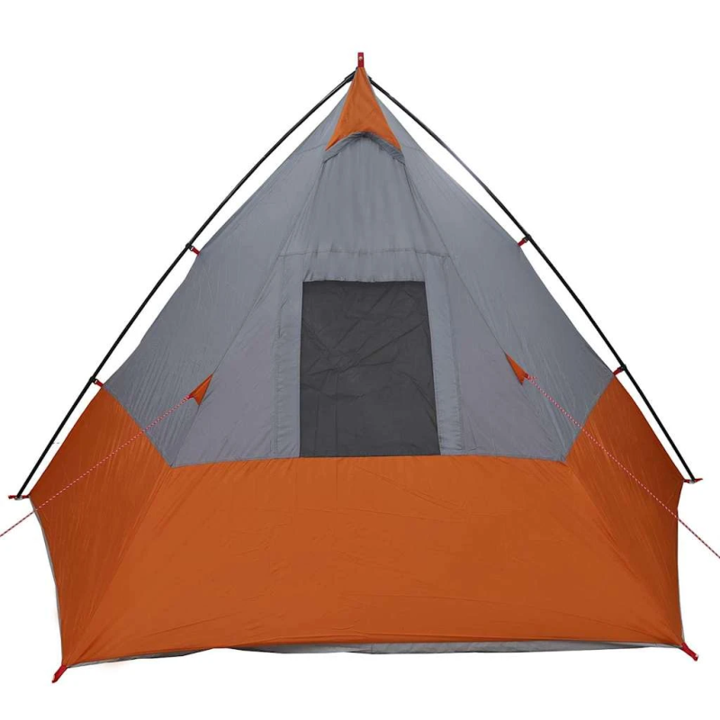vidaXL Tipi telts ar jumtu Pelēka un oranža 383 x 338 x 217 cm tafta