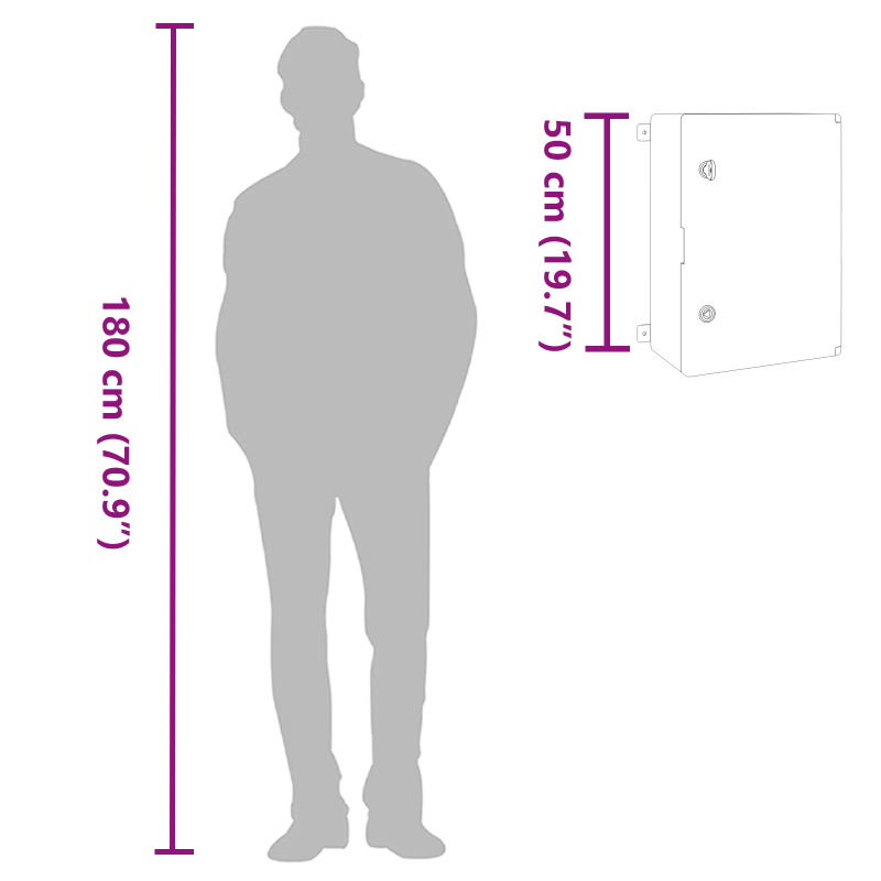 vidaXL Kontroles skapis Pelēka 47 x 20 x 60 cm ABS plastmasa