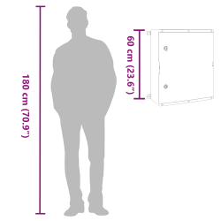 vidaXL Kontroles skapis Pelēka 47 x 20 x 60 cm ABS plastmasa