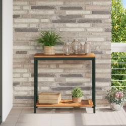 vidaXL Āra galds ar uzglabāšanu Dabīgs un melns 80 x 35 x 75 cm