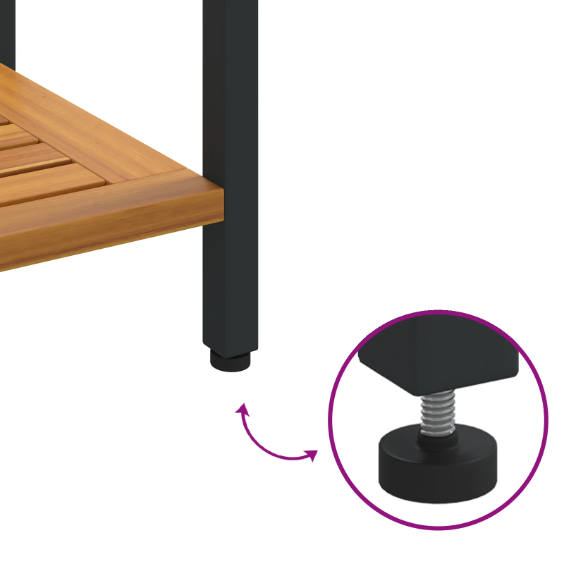 vidaXL Āra galds ar uzglabāšanu Dabīgs un melns 80 x 35 x 75 cm