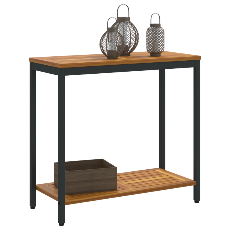 vidaXL Āra galds ar uzglabāšanu Dabīgs un melns 80 x 35 x 75 cm