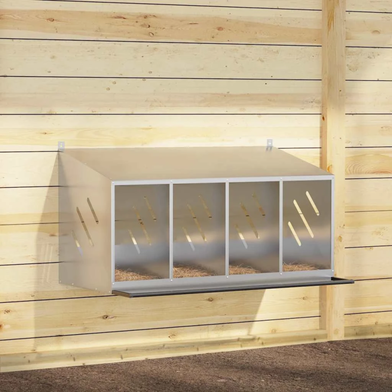 vidaXL vistu ligzdošanas kaste ar 4nodalījumiem cinkota sudraba metāla