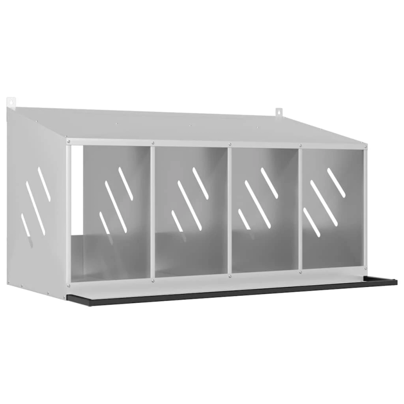 vidaXL vistu ligzdošanas kaste ar 4nodalījumiem cinkota sudraba metāla