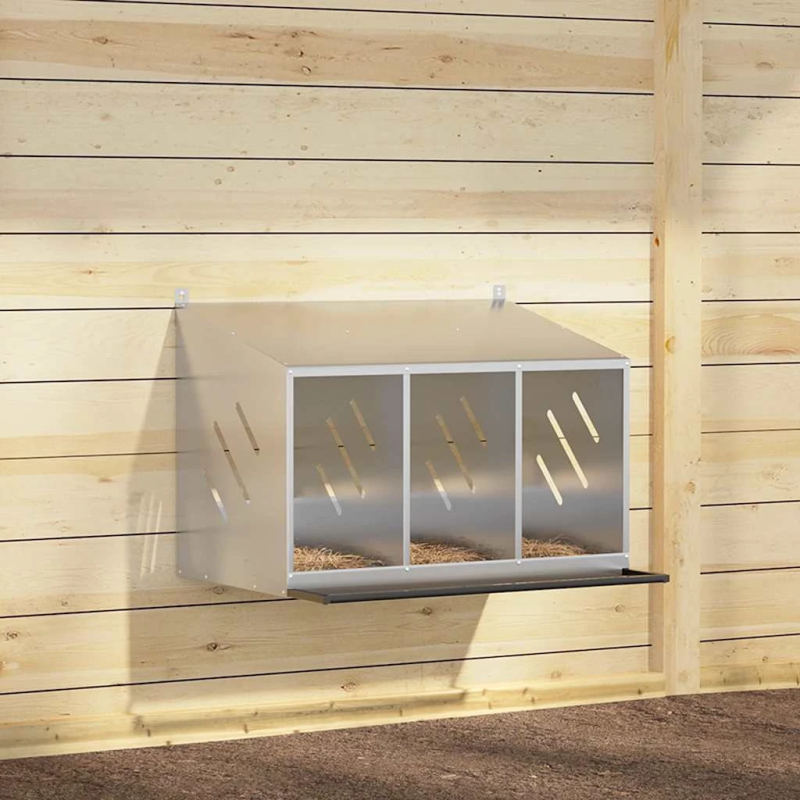 vidaXL vistu ligzdošanas kaste ar 3nodalījumiem cinkota sudraba metāla