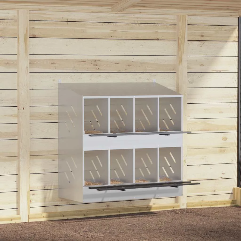 vidaXL vistu ligzdošanas kaste ar 8nodalījumiem cinkota sudraba metāla