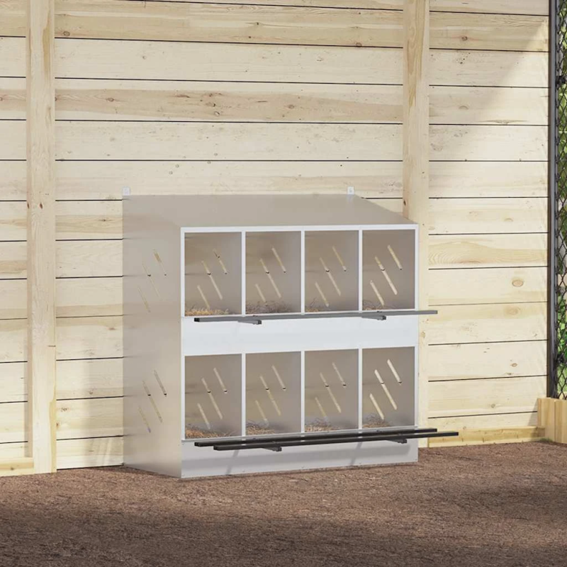 vidaXL vistu ligzdošanas kaste ar 8nodalījumiem cinkota sudraba metāla