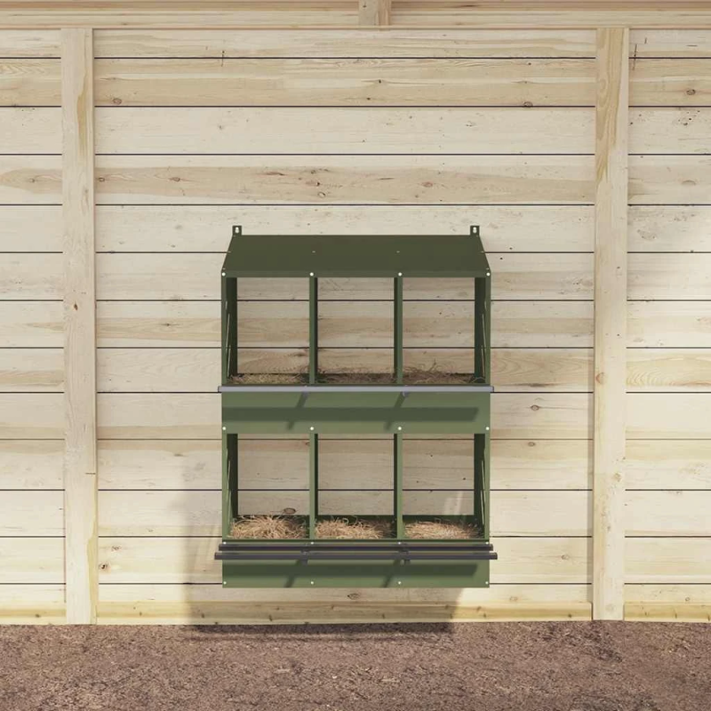 vidaXL vistu ligzdošanas kaste ar 6 nodalījumiem olīvzaļa metāla