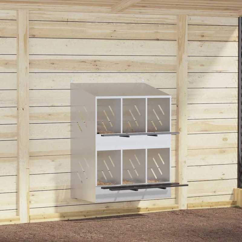 vidaXL vistu ligzdošanas kaste ar 6nodalījumiem cinkota sudraba metāla