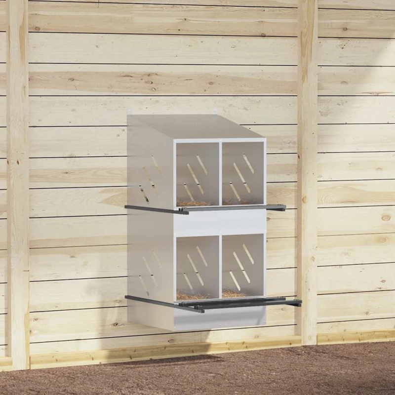 vidaXL vistu ligzdošanas kaste ar 4nodalījumiem cinkota sudraba metāla