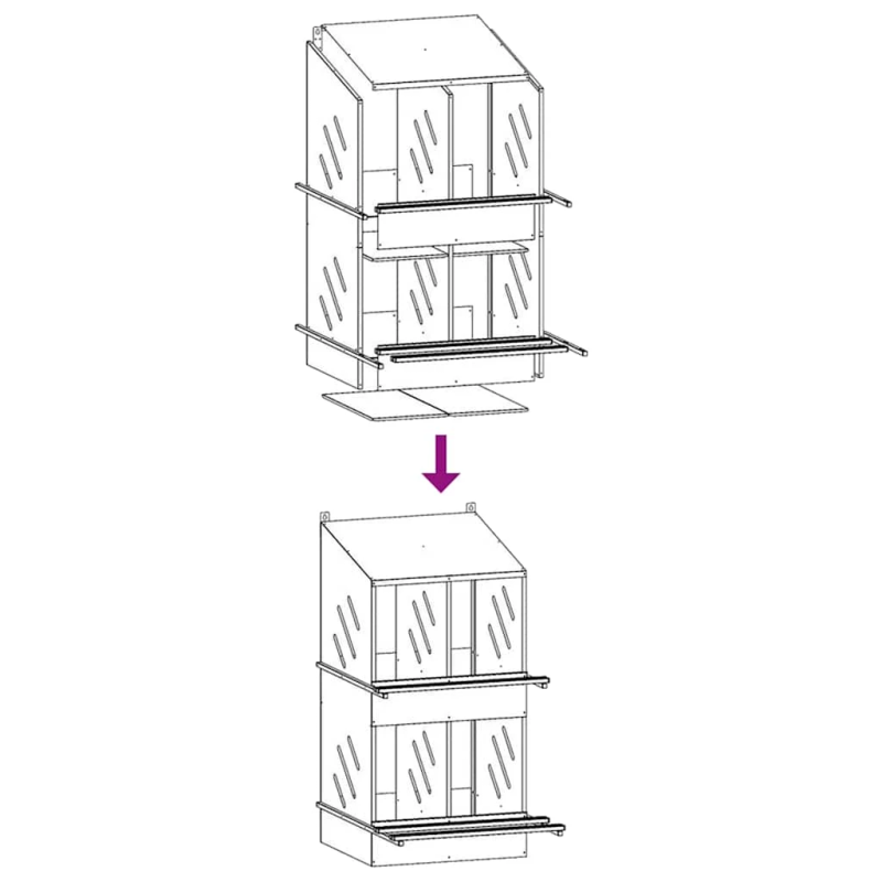 vidaXL vistu ligzdošanas kaste ar 4nodalījumiem cinkota sudraba metāla