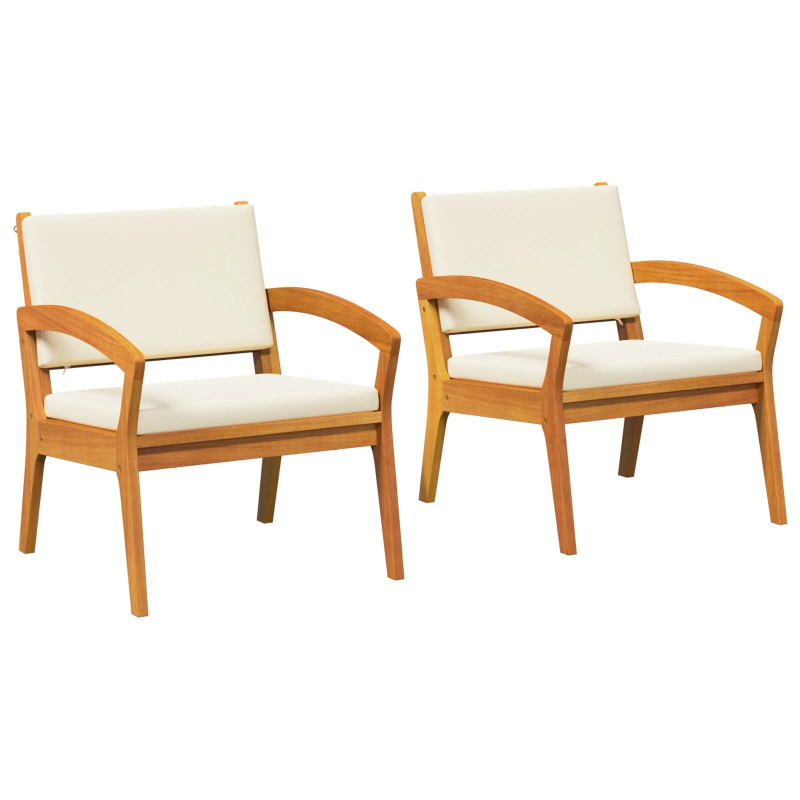 vidaXL Dārza krēsls ar spilvenu 2 pcs Eļļa dabīgā Cietā akācijas koks