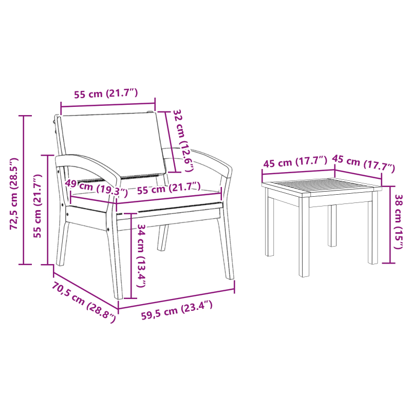 vidaXL Bistro komplekts ar spilvenu 3 pcs Brūna Poliesters