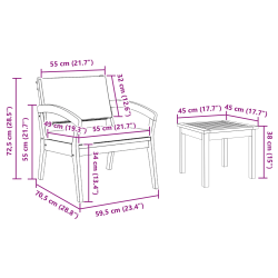 vidaXL Bistro komplekts ar spilvenu 3 pcs Brūna Poliesters