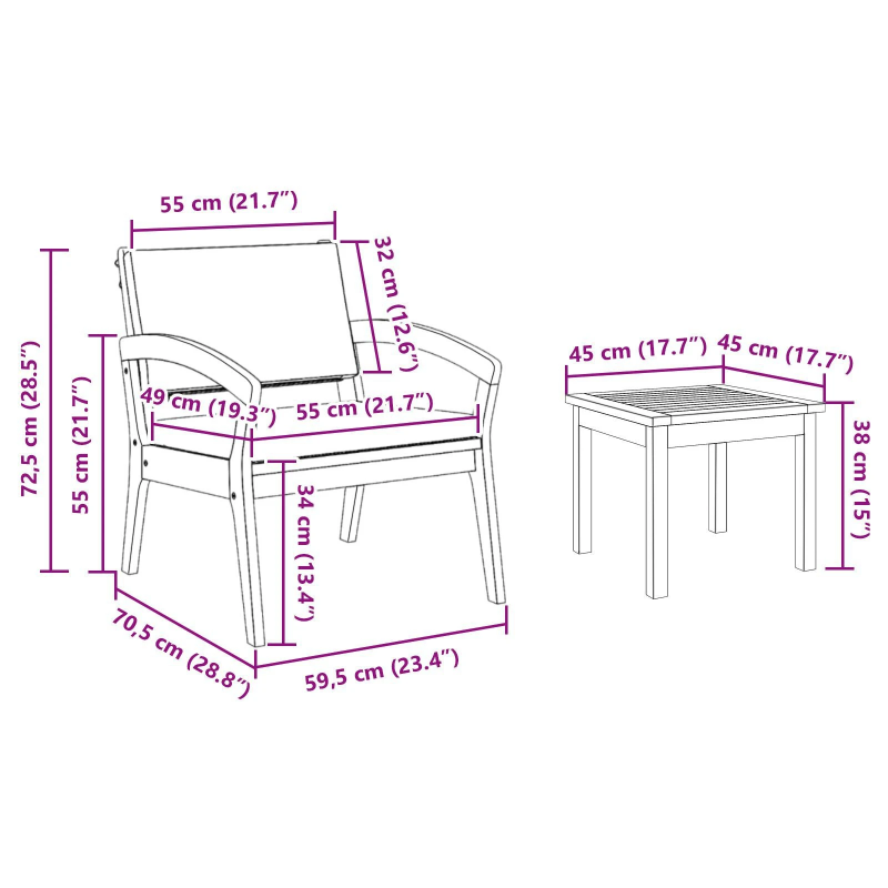vidaXL Bistro komplekts ar spilvenu 3 pcs Brūna Poliesters