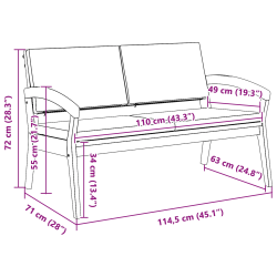 vidaXL Dārza sols ar spilvenu Eļļa dabīgā Cietā akācijas koks