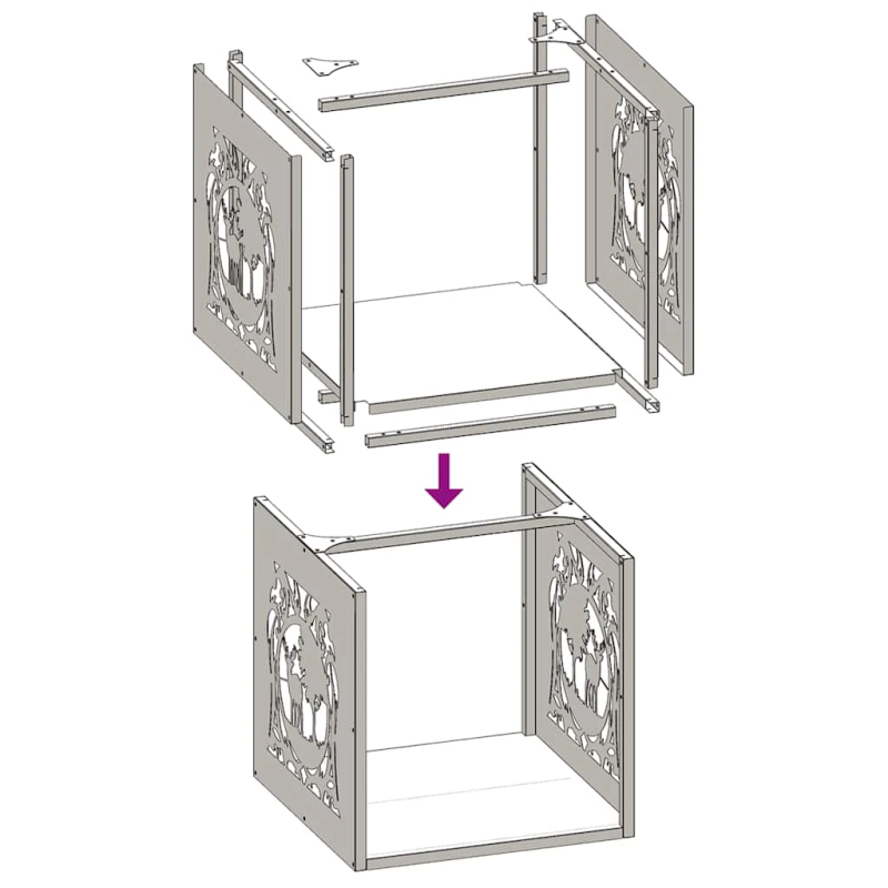 vidaXL Malkas plaukts, balta, 40x40x40 cm, auksti velmēts tērauds
