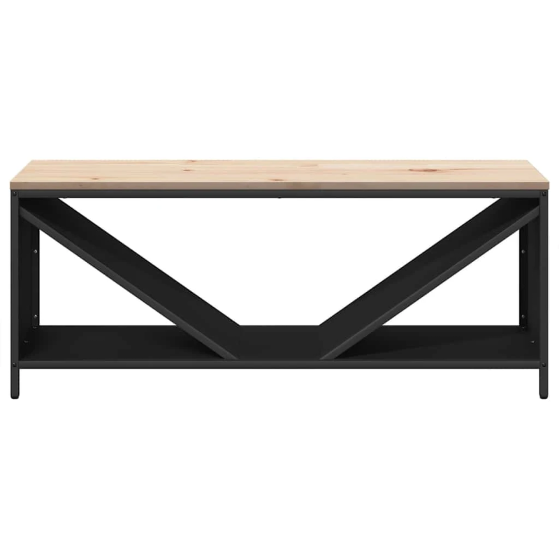 vidaXL malkas plaukts ar koka virsmu, melns, 100,5x35,5x40 cm