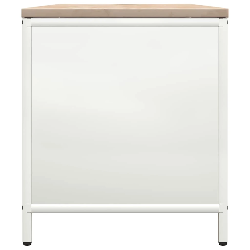 vidaXL malkas plaukts ar koka virsmu, balts, 100,5x35,5x40 cm