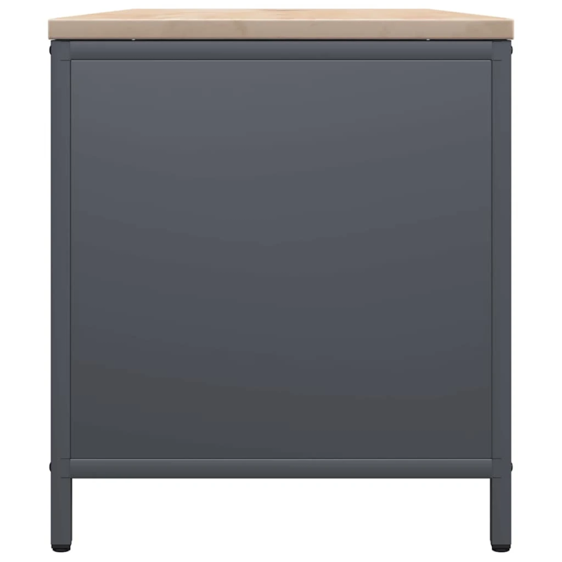 vidaXL malkas plaukts ar koka virsmu, antracīts, 100,5x35,5x40 cm