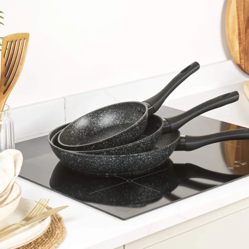 Salter BW11459BRMFOB Megastone Thermo Collar 3-Piece Frying Pan Set - 20-24-28cm