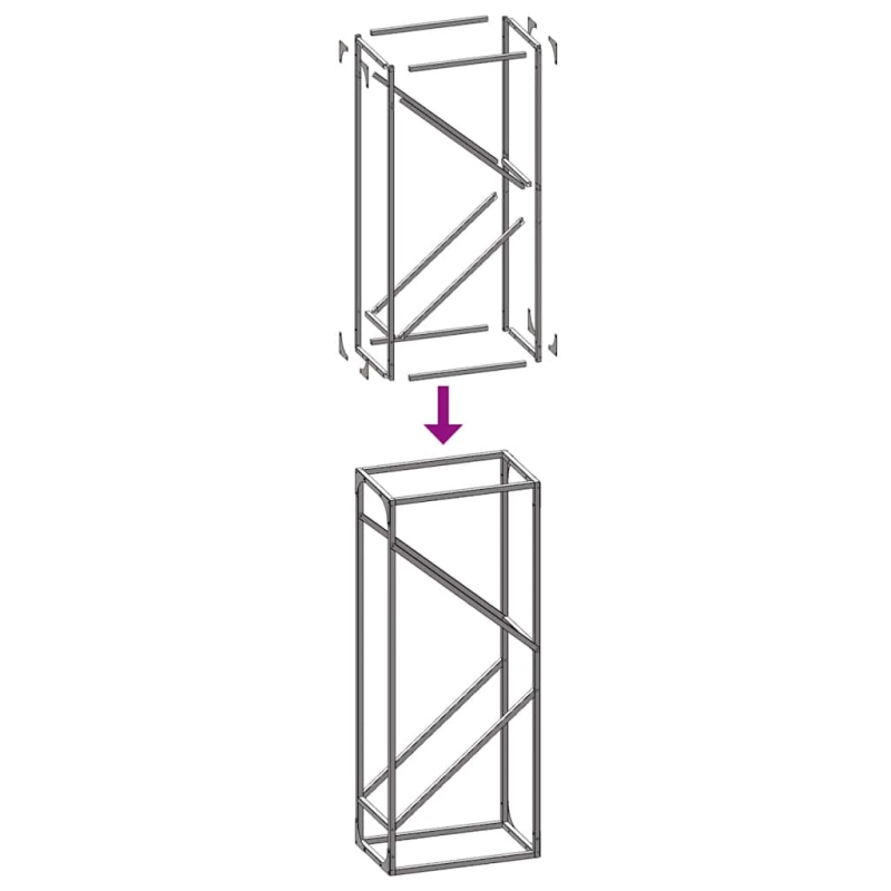 vidaXL malkas plaukts, balta, 40x25x100 cm, auksti velmēts tērauds