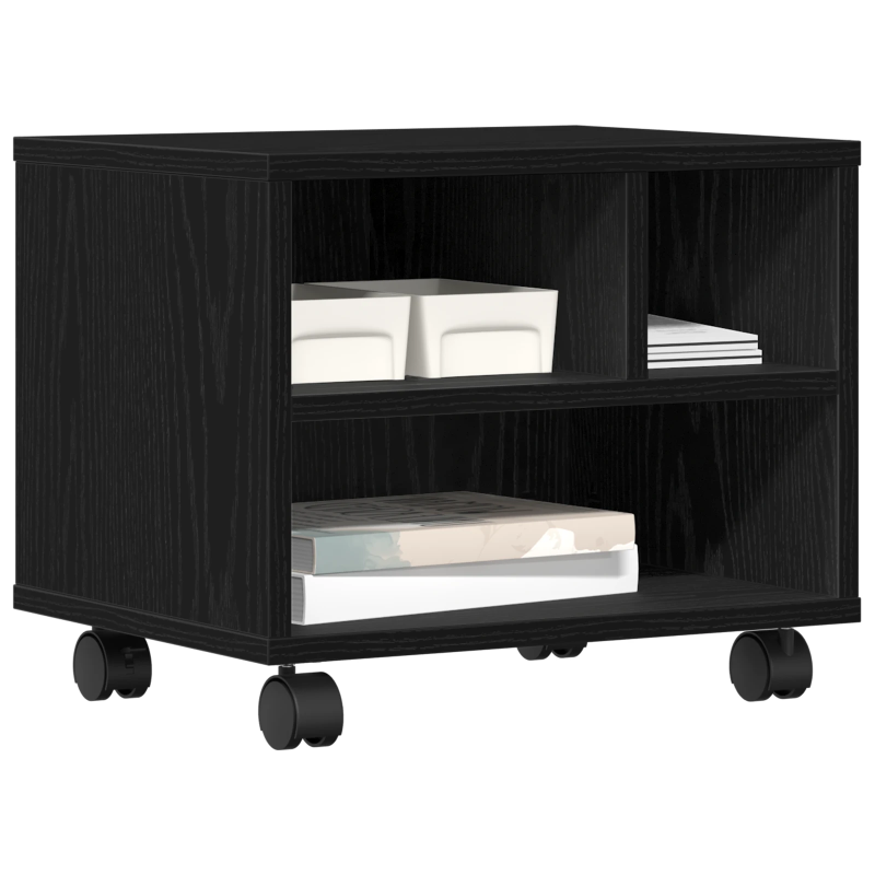 vidaXL Printera statīvs Melns ozolkoks 41 x 32 x 33.5 cm