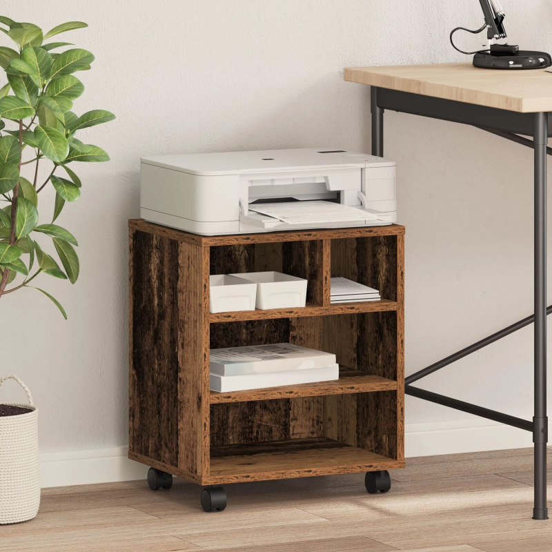 vidaXL Printera statīvs Vecs koks 41 x 32 x 48 cm Inženierijas koks