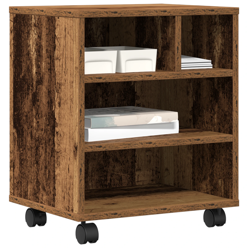 vidaXL Printera statīvs Vecs koks 41 x 32 x 48 cm Inženierijas koks