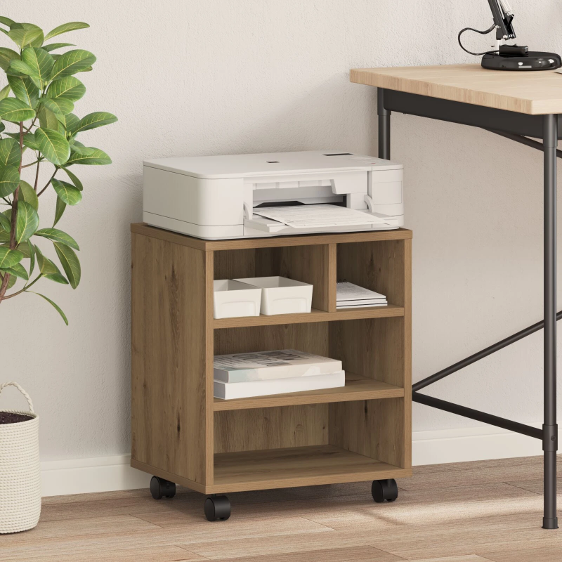 vidaXL Printera statīvs ar uzglabāšanu amatnieku ozola 41 x 32 x 48 cm