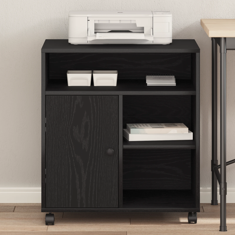 vidaXL Printera statīvs Melns ozols 60 x 50 x 67 cm Inženierijas koks